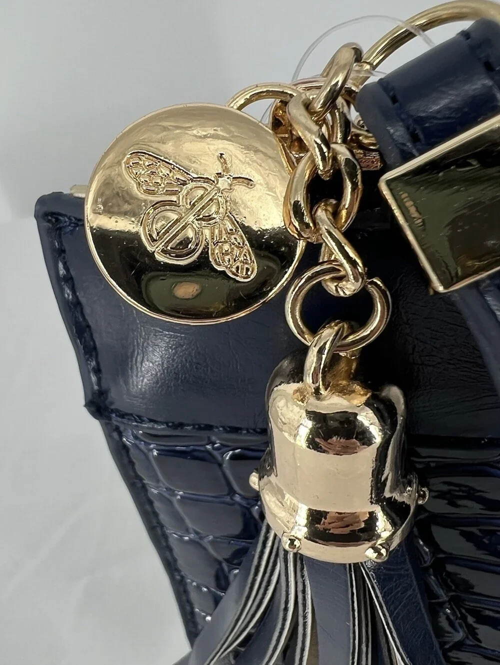 Bee Line Crocodile Embossed Nautical Zip Wristlet (94-2)
